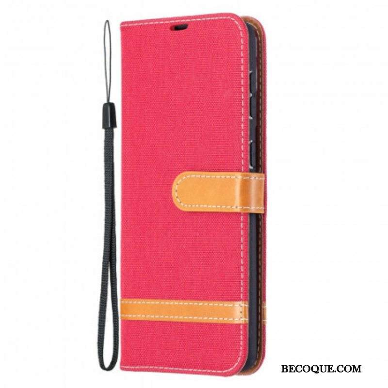 Nahkakotelo Samsung Galaxy S21 Plus 5G Suojaketju Kuori Kangas- Ja Nahkaefektihihna