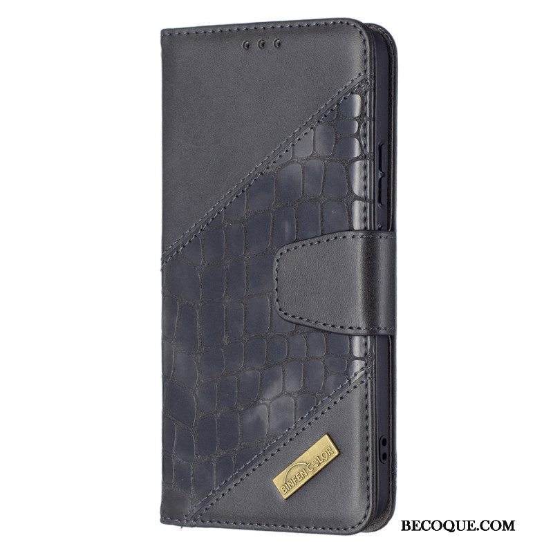 Nahkakotelo Samsung Galaxy S22 Plus 5G Klassinen Krokotiilin Ihoefekti