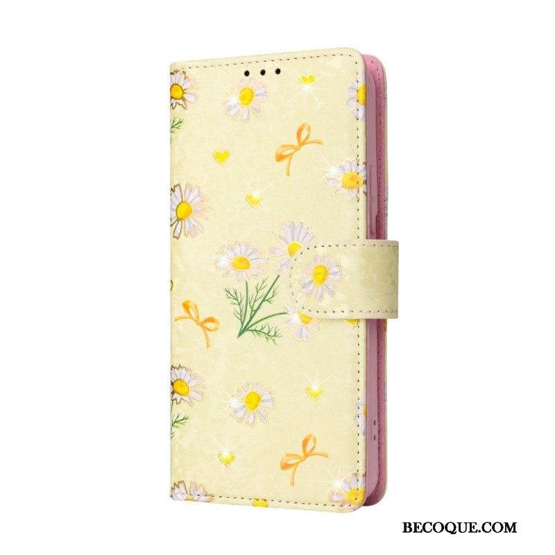 Nahkakotelo Samsung Galaxy S23 Plus 5G Rfid-kukat Kaulanauhalla