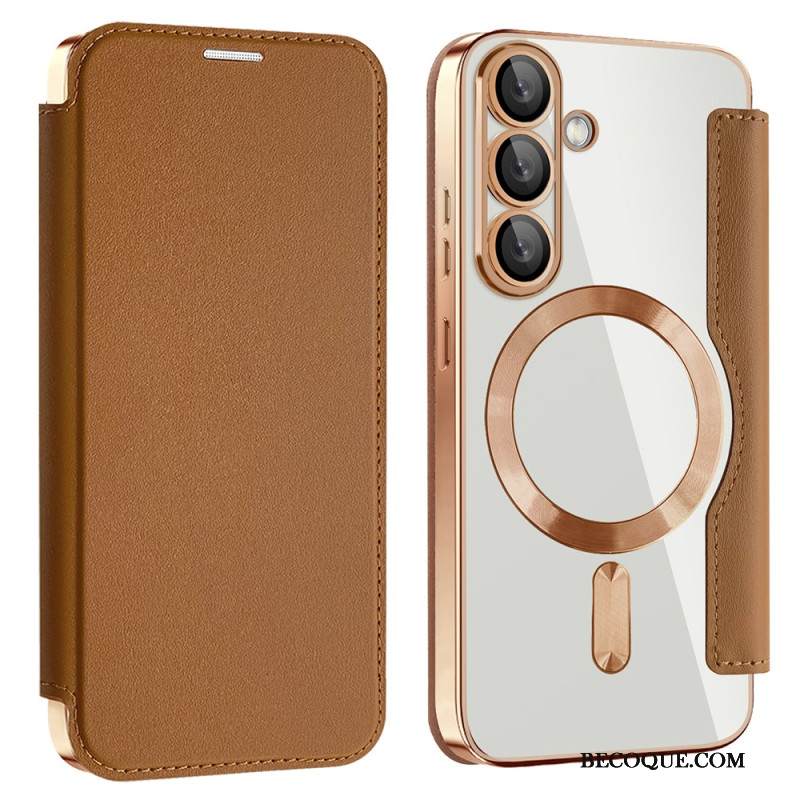 Nahkakotelo Samsung Galaxy S25 5g Nahkaefekti Yhteensopiva Magsafen Ja Rfid-suojauksen Kanssa Suojakuori