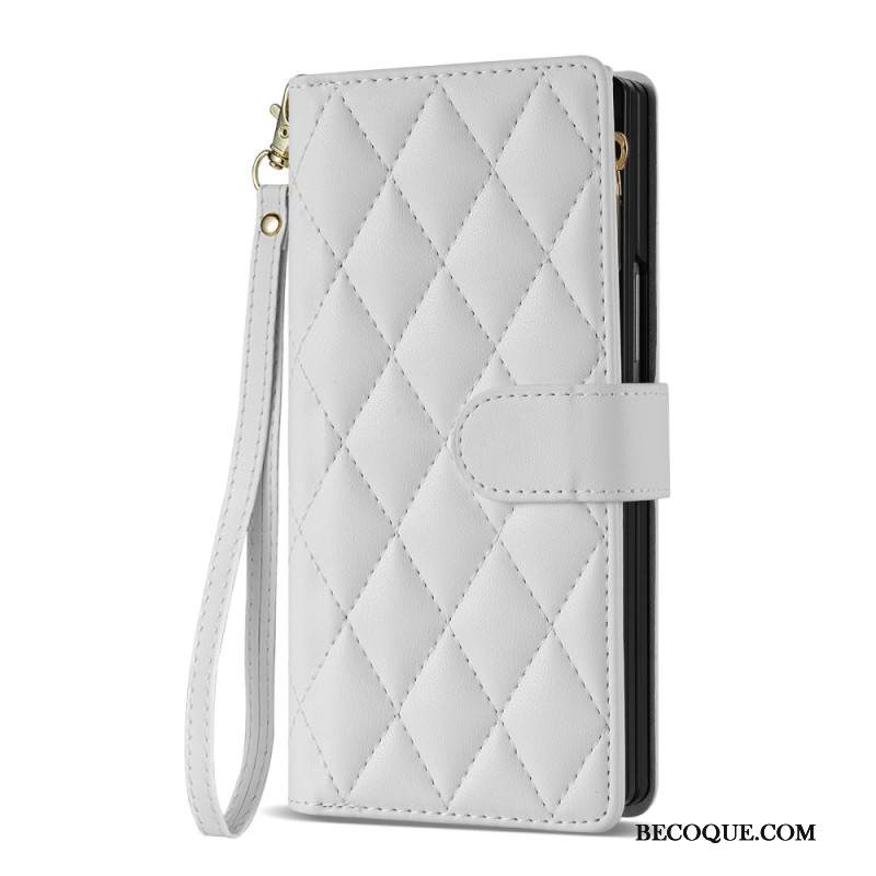 Nahkakotelo Samsung Galaxy Z Fold 7 Pehmustettu Olkahihnalla Ja Kaulanauhalla