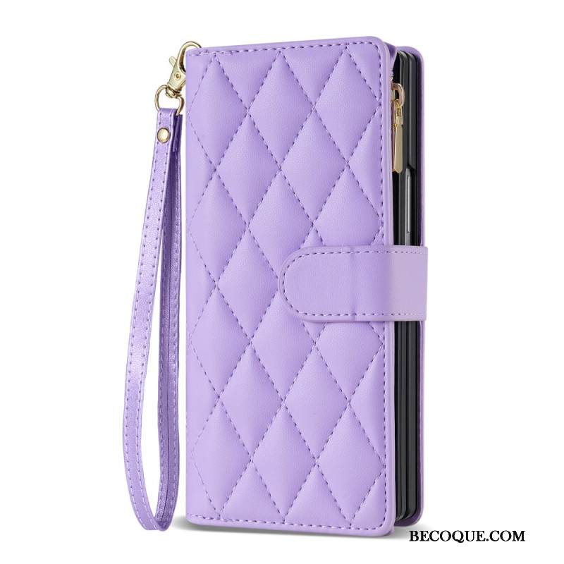 Nahkakotelo Samsung Galaxy Z Fold 7 Pehmustettu Olkahihnalla Ja Kaulanauhalla