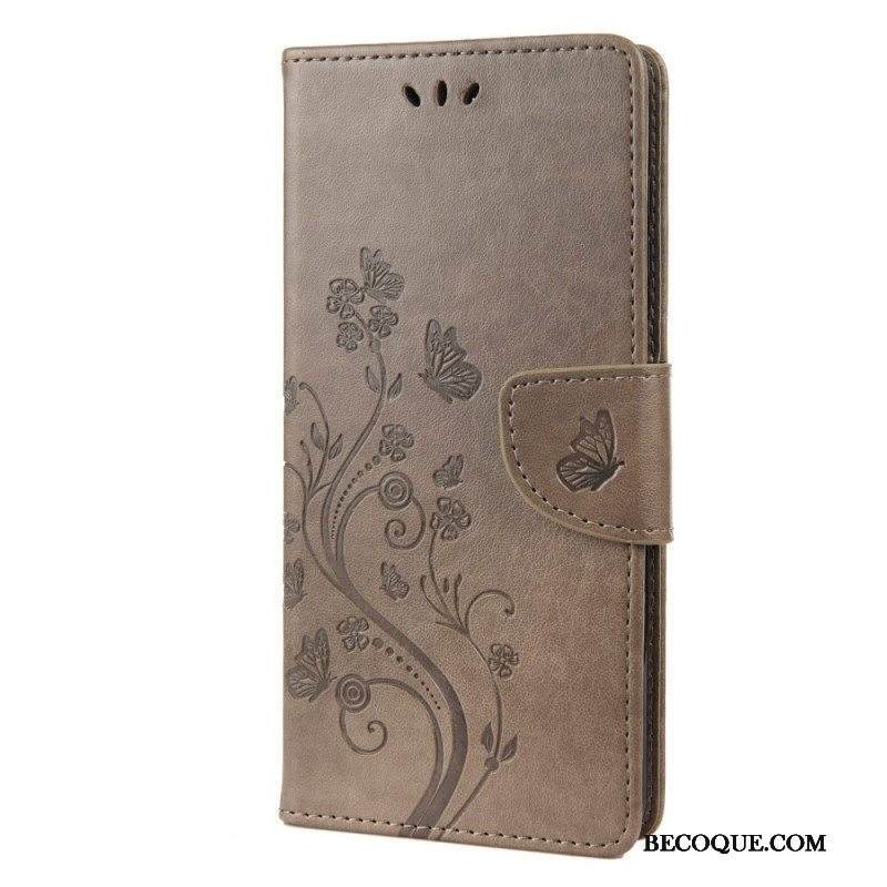 Nahkakotelo Sony Xperia 10 IV Kukat Ja Perhoset