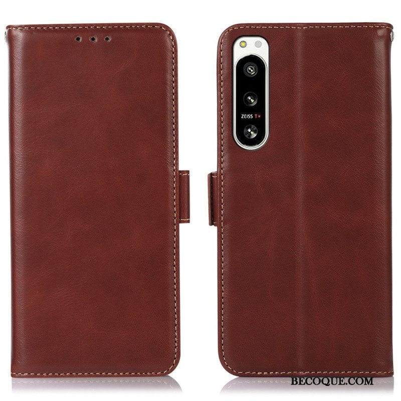 Nahkakotelo Sony Xperia 5 IV Aito Nahka Rfid-toiminto