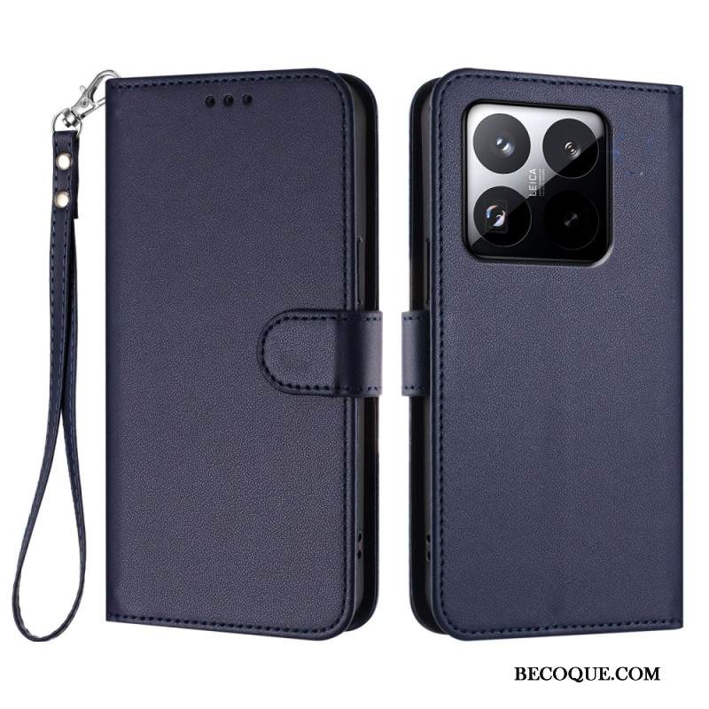 Nahkakotelo Xiaomi 15t Yksivärinen Hihnalla