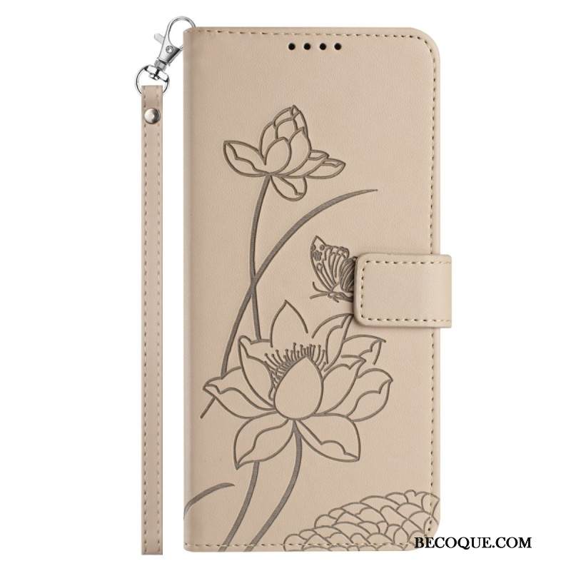 Nahkakotelo Xiaomi 17 Pro Lootuskuvio Ja Nauha