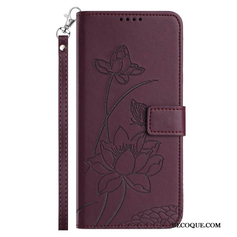 Nahkakotelo Xiaomi 17 Pro Lootuskuvio Ja Nauha