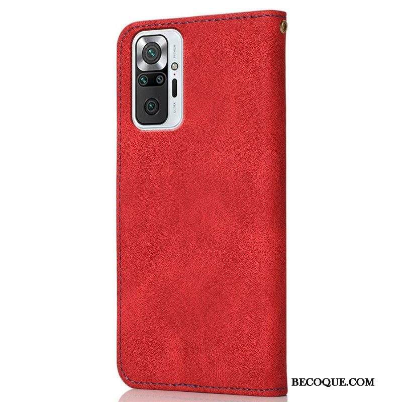 Nahkakotelo Xiaomi Redmi Note 10 Pro Kaksisävyinen Kolmion Tekonahka