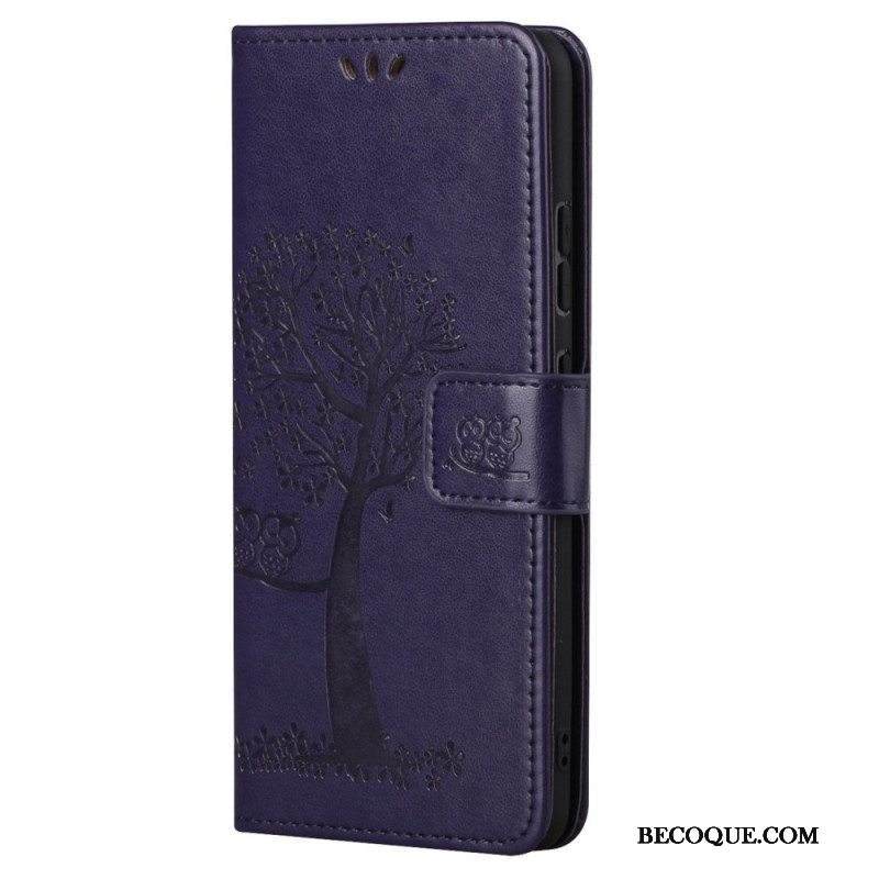 Nahkakotelo Xiaomi Redmi Note 11 Pro / 11 Pro 5G Suojaketju Kuori Tangapuu Ja Pöllöt