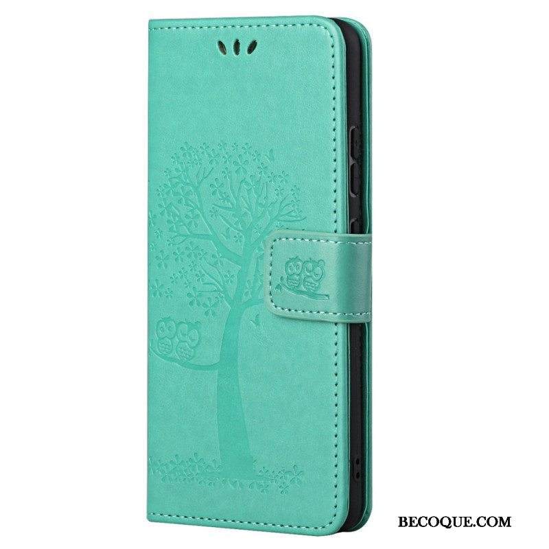 Nahkakotelo Xiaomi Redmi Note 11 Pro / 11 Pro 5G Suojaketju Kuori Tangapuu Ja Pöllöt