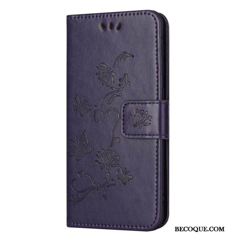 Nahkakotelo Xiaomi Redmi Note 12 Pro Suojaketju Kuori Strappy Kukka