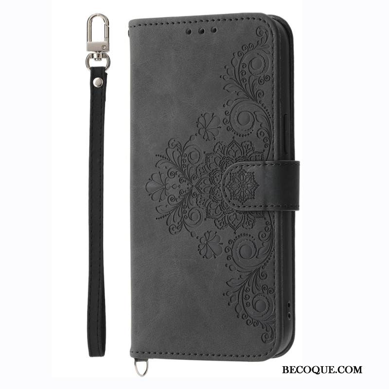 Nahkakotelo Xiaomi Redmi Note 14 4g Kukkakuvio Ja Hihnat