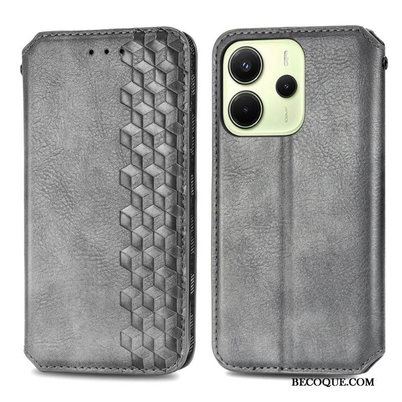 Nahkakotelo Xiaomi Redmi Note 14 4g Vintage-nahkakuvio Timanttikuviolla