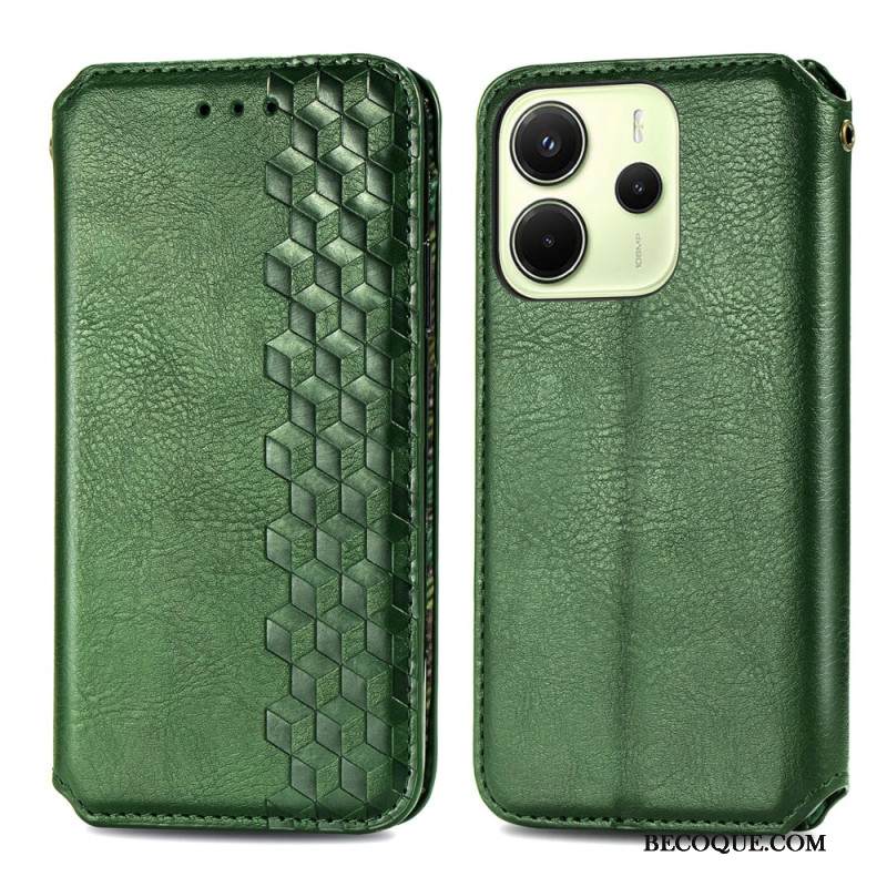 Nahkakotelo Xiaomi Redmi Note 14 4g Vintage-nahkakuvio Timanttikuviolla