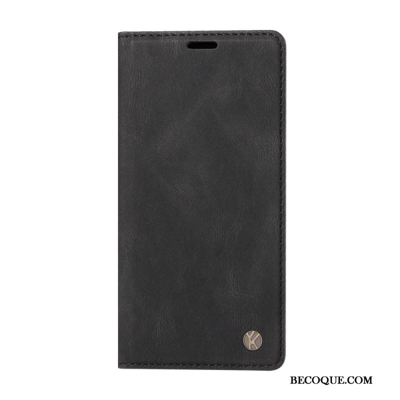 Nahkakotelo Xiaomi Redmi Note 14 4g Ykatu Ruskea Mokkanahkakuvio Suojakuori