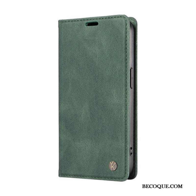 Nahkakotelo Xiaomi Redmi Note 14 4g Ykatu Ruskea Mokkanahkakuvio Suojakuori