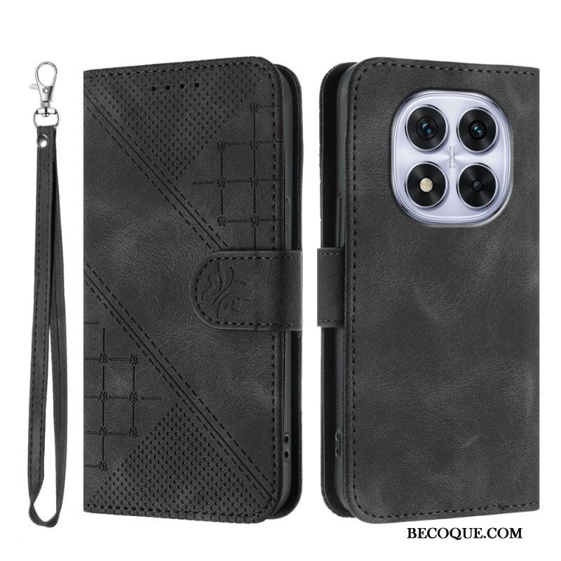 Nahkakotelo Xiaomi Redmi Note 14 Pro 4g Geometrinen Kuvio Hihnalla