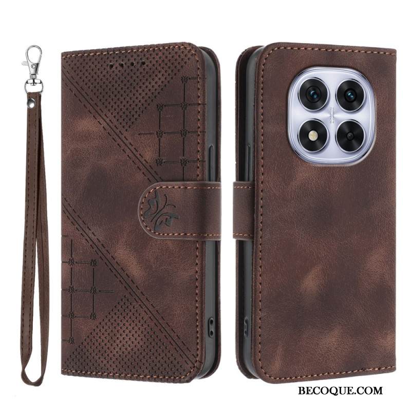 Nahkakotelo Xiaomi Redmi Note 14 Pro 4g Geometrinen Kuvio Hihnalla