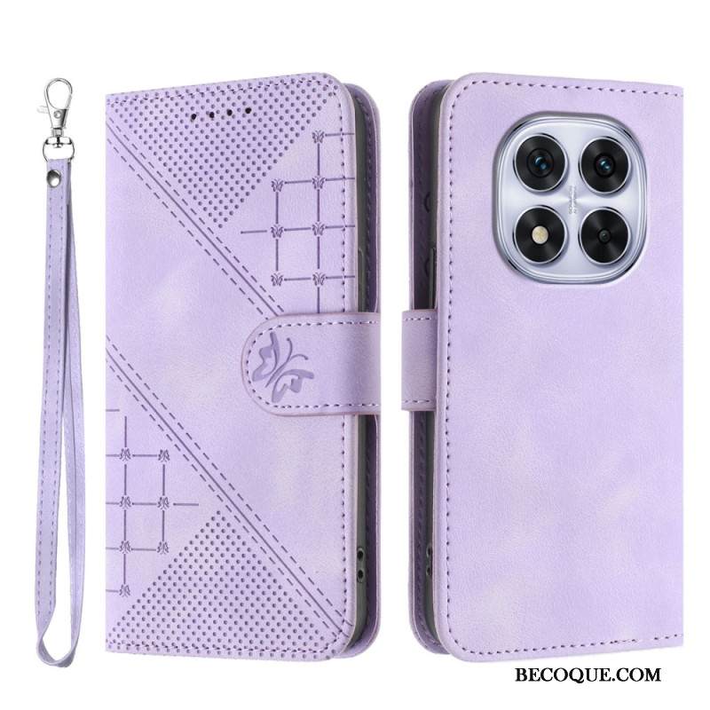 Nahkakotelo Xiaomi Redmi Note 14 Pro 4g Geometrinen Kuvio Hihnalla