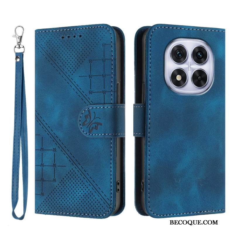 Nahkakotelo Xiaomi Redmi Note 14 Pro 4g Geometrinen Kuvio Hihnalla