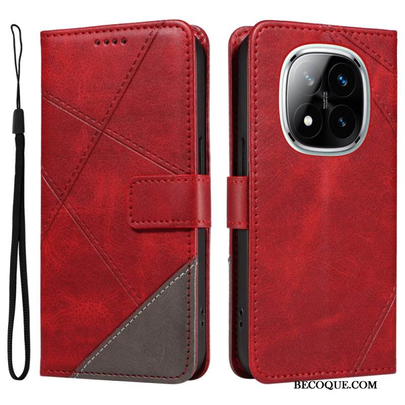 Nahkakotelo Xiaomi Redmi Note 14 Pro 5g Kaksiväriset Hihnaviivat