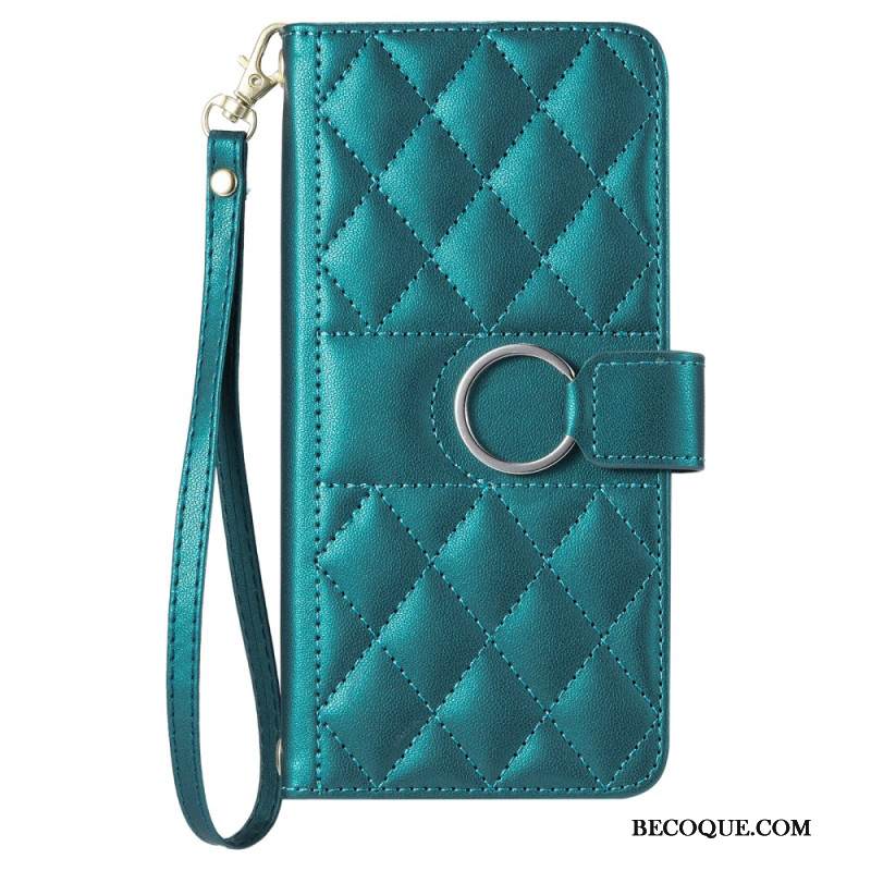 Nahkakotelo Xiaomi Redmi Note 14 Pro 5g Tikattu Hihna Ja Olkahihna