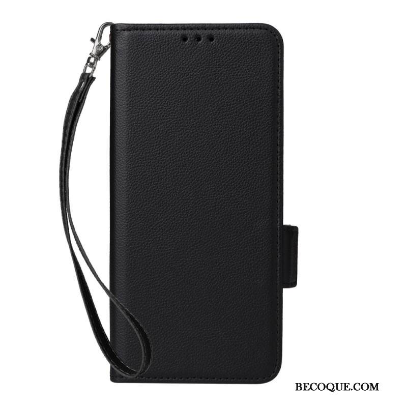 Nahkakotelo Xiaomi Redmi Note 15 Pro Plus 5g Litsi-keinonahka Hihnalla