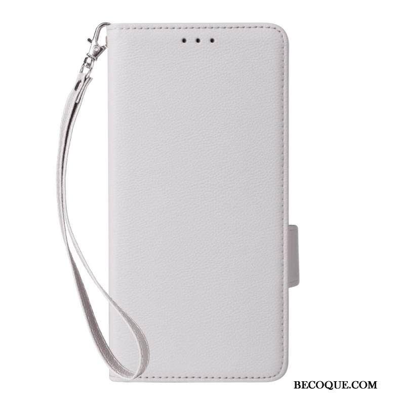 Nahkakotelo Xiaomi Redmi Note 15 Pro Plus 5g Litsi-keinonahka Hihnalla