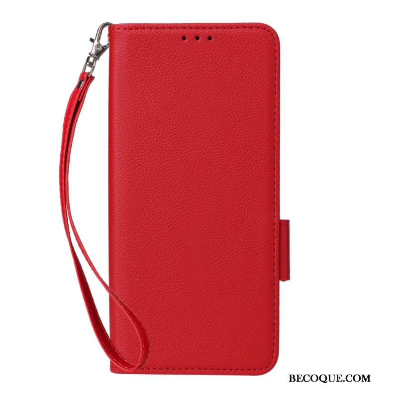 Nahkakotelo Xiaomi Redmi Note 15 Pro Plus 5g Litsi-keinonahka Hihnalla