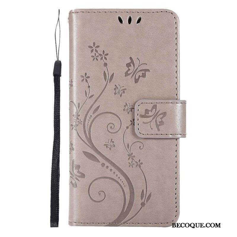 Nahkakotelo iPhone 13 Pro Suojaketju Kuori Strappy Graafiset Kukat