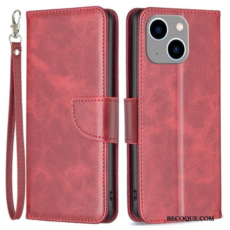 Nahkakotelo iPhone 14 Plus Kotelot Flip Sileä Läppä Viisto