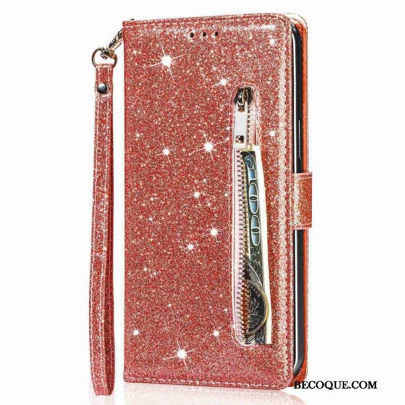 Nahkakotelo iPhone 14 Pro Max Lompakkokuori Glitter Lompakko