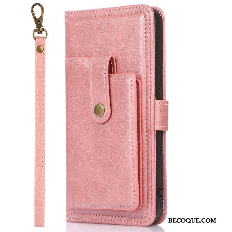 Nahkakotelo iPhone 14 Pro Max Suojaketju Kuori Hihna Etukorttipidike