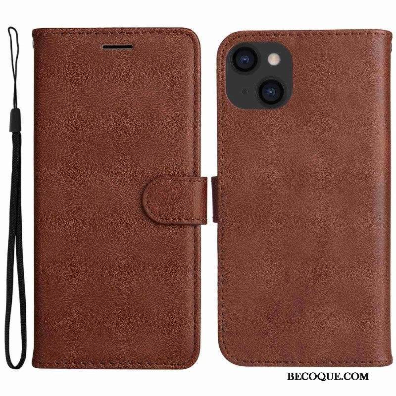 Nahkakotelo iPhone 14 Suojaketju Kuori Tavallinen Hihnalla