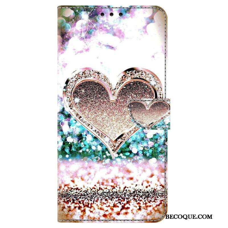 Nahkakotelo iPhone 15 Pro Sydämiä