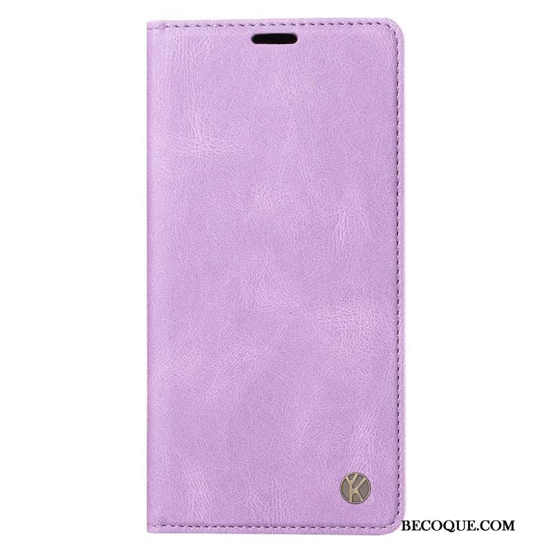 Nahkakotelo iPhone 16 Pro Puhelinkuoret Yikatu Mokkanahkaefekti