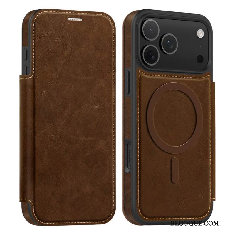 Nahkakotelo iPhone 17 Pro Max Puhelinkuoret Magsafe-yhteensopiva Rfid-korttikotelon Kanssa