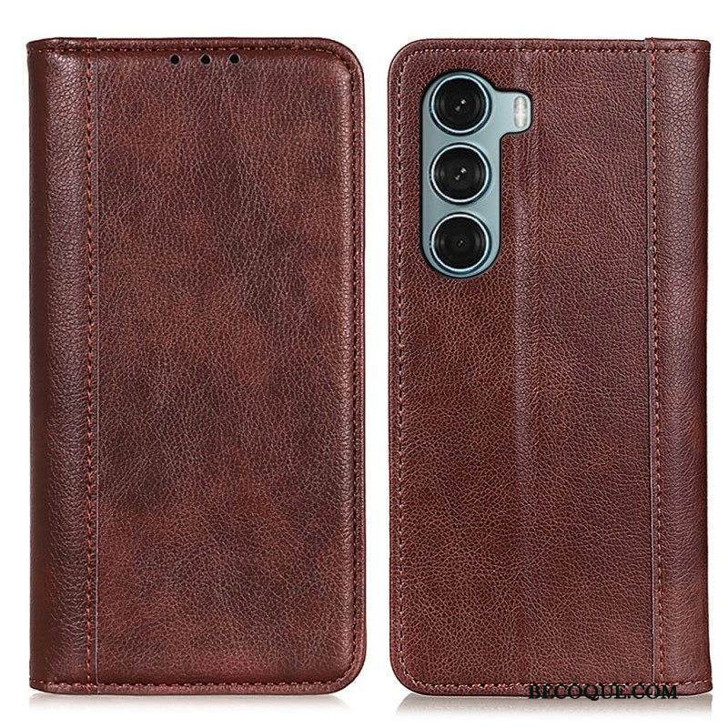 Puhelinkuoret Moto G200 5G Kotelot Flip Litchi Split Leather -versio