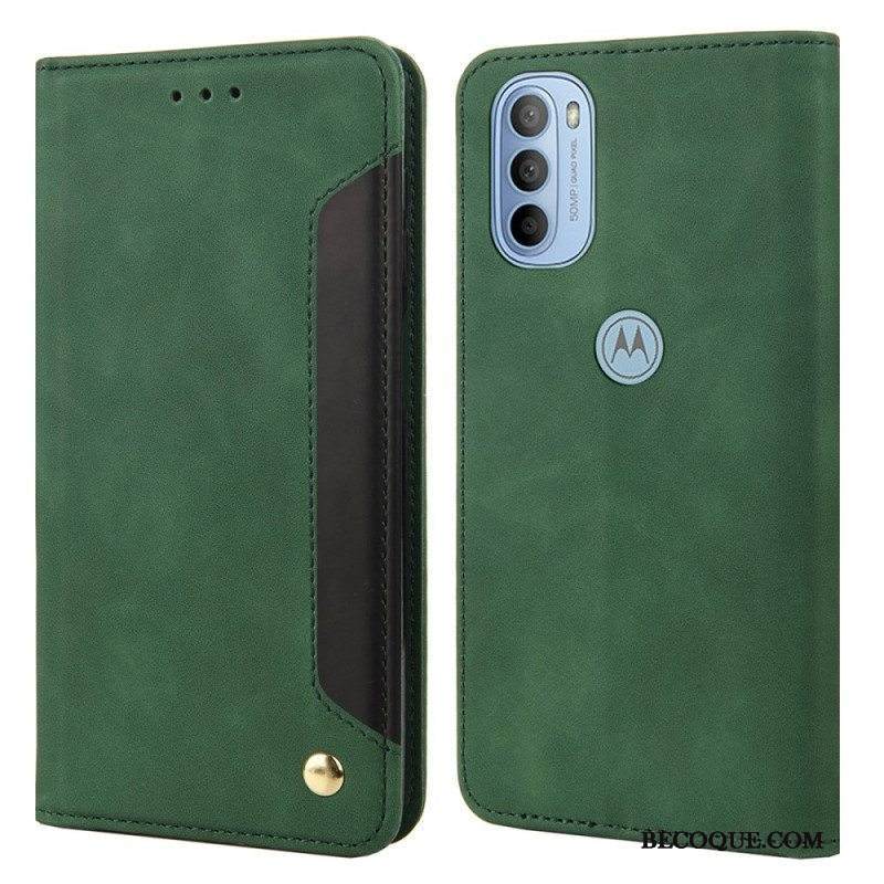 Puhelinkuoret Moto G51 5G Kotelot Flip Kaksisävyinen Business Leather -efekti