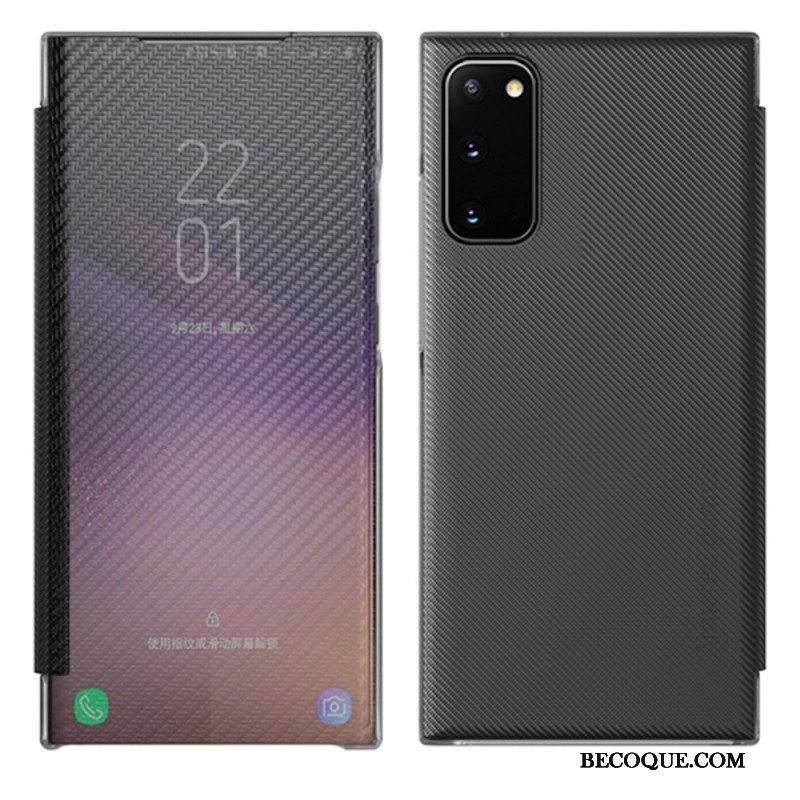 Puhelinkuoret Samsung Galaxy S20 Plus / S20 Plus 5G Kotelot Flip Läpinäkyvä Hiilikuitu