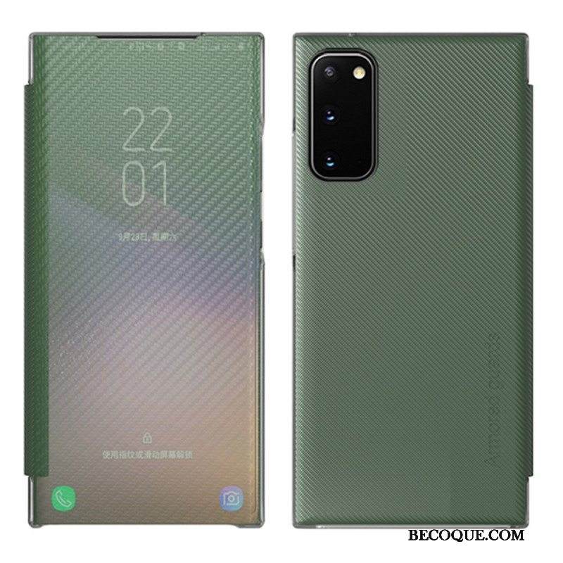 Puhelinkuoret Samsung Galaxy S20 Plus / S20 Plus 5G Kotelot Flip Läpinäkyvä Hiilikuitu