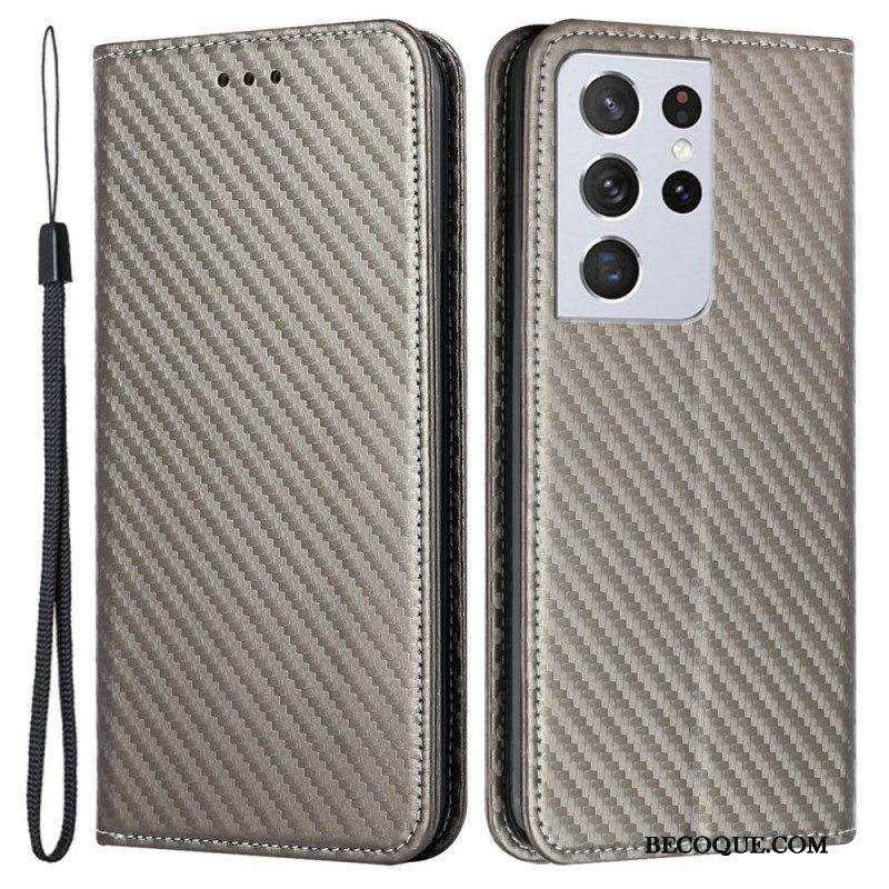 Puhelinkuoret Samsung Galaxy S21 Ultra 5G Suojaketju Kuori Kotelot Flip Hiilikuituhihna