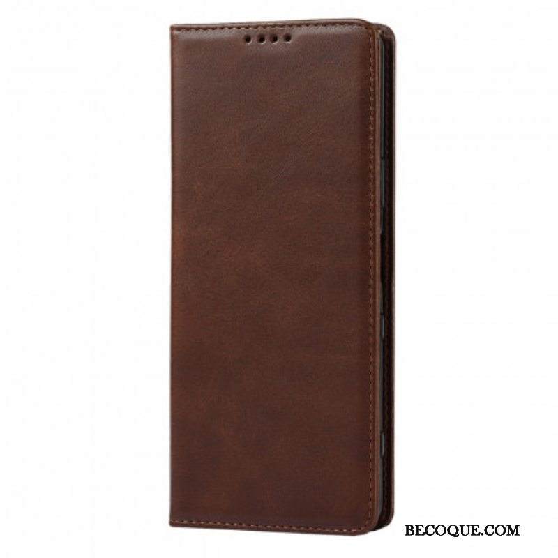 Puhelinkuoret Sony Xperia 1 III Kotelot Flip Klassinen Aitoa Nahkaa