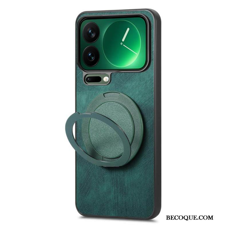 Puhelinkuoret Xiaomi 17 Pro Max Pyörivä Jalusta Ja Retrokuvioinen Nahkakuvio