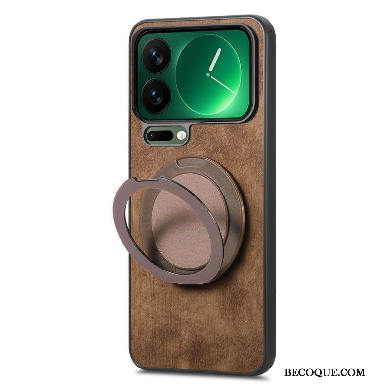 Puhelinkuoret Xiaomi 17 Pro Max Pyörivä Jalusta Ja Retrokuvioinen Nahkakuvio