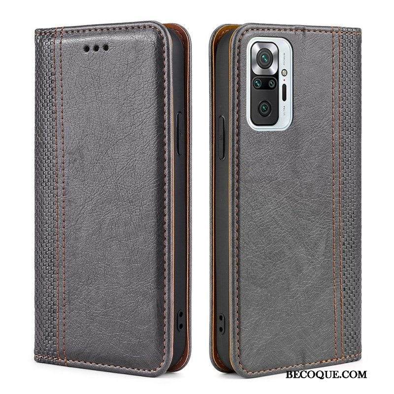 Puhelinkuoret Xiaomi Redmi Note 10 Pro Kotelot Flip Litsi Haljasnahan Ompeleet