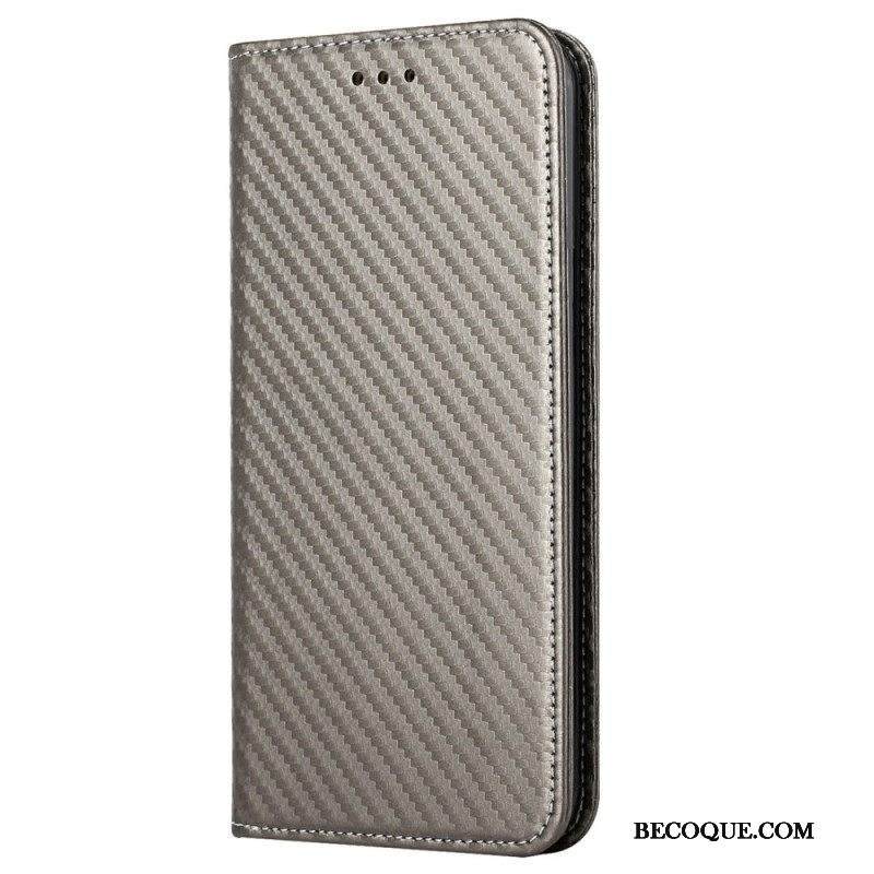 Puhelinkuoret iPhone 14 Plus Kotelot Flip Hiilikuitu Kaulanauhalla