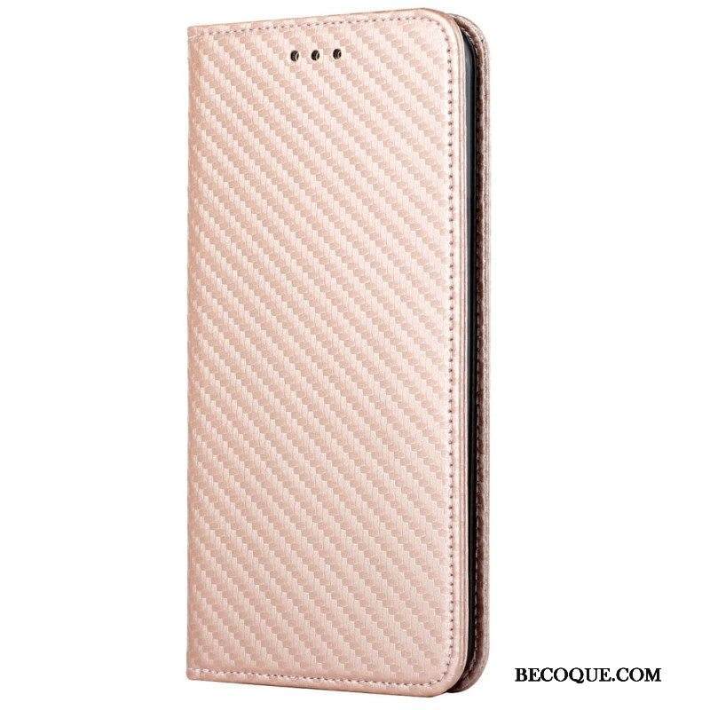 Puhelinkuoret iPhone 14 Plus Kotelot Flip Hiilikuitu Kaulanauhalla