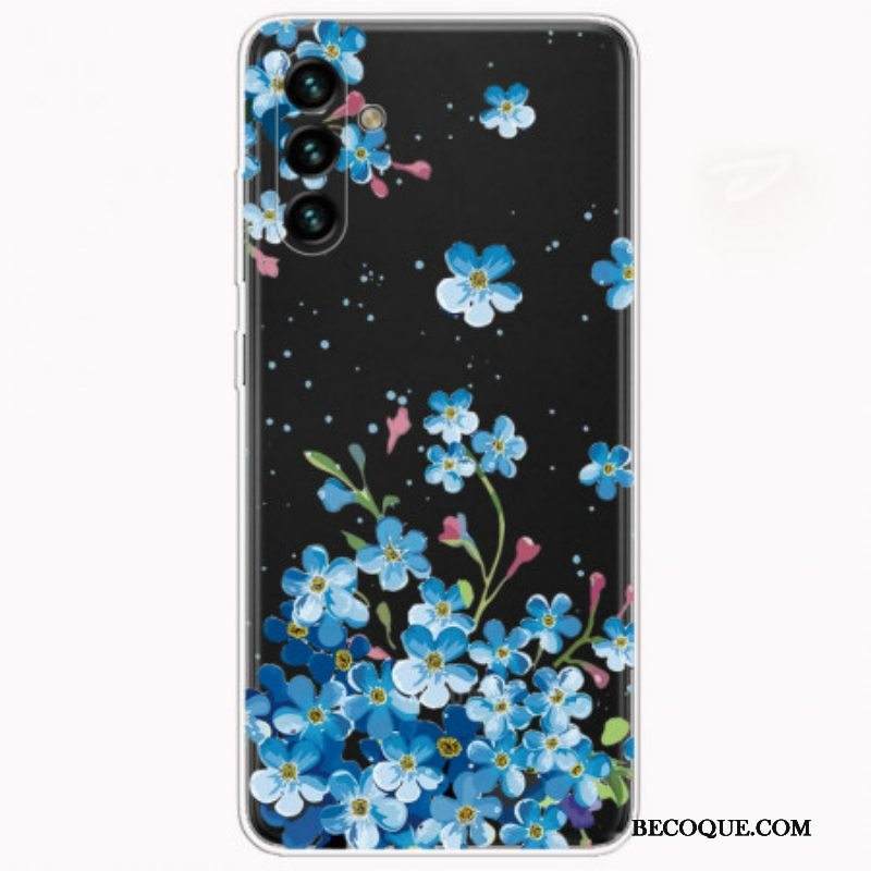 Case Samsung Galaxy A13 5G / A04s Sinisiä Kukkia