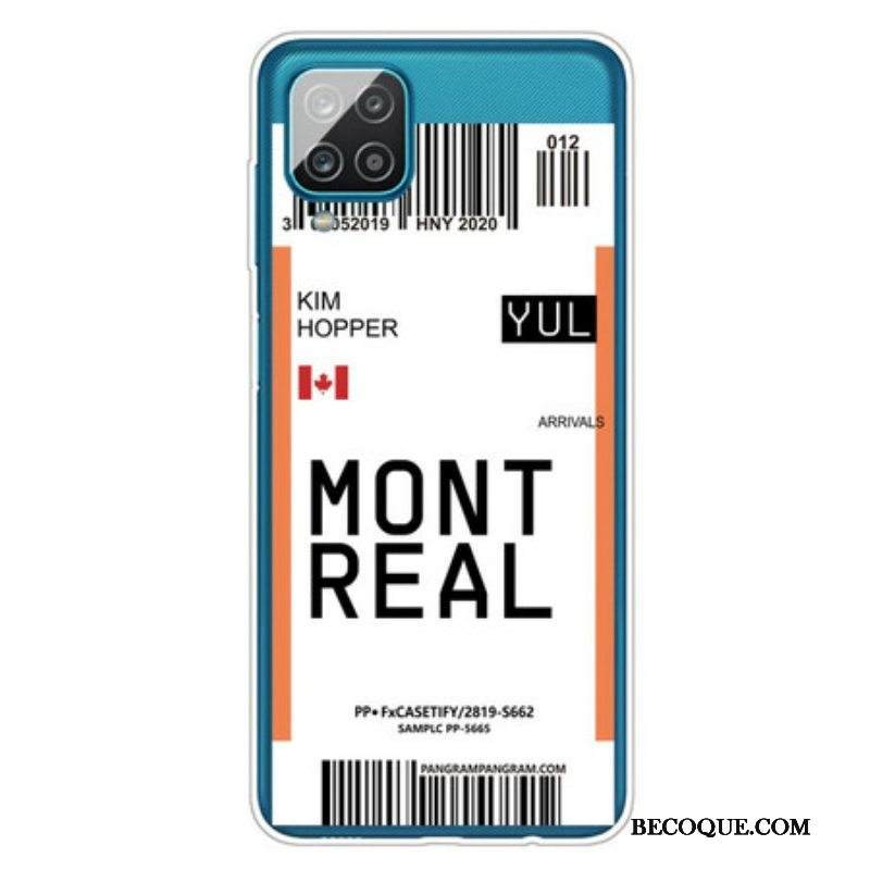 Case Samsung Galaxy M12 / A12 Boarding Pass Montrealiin